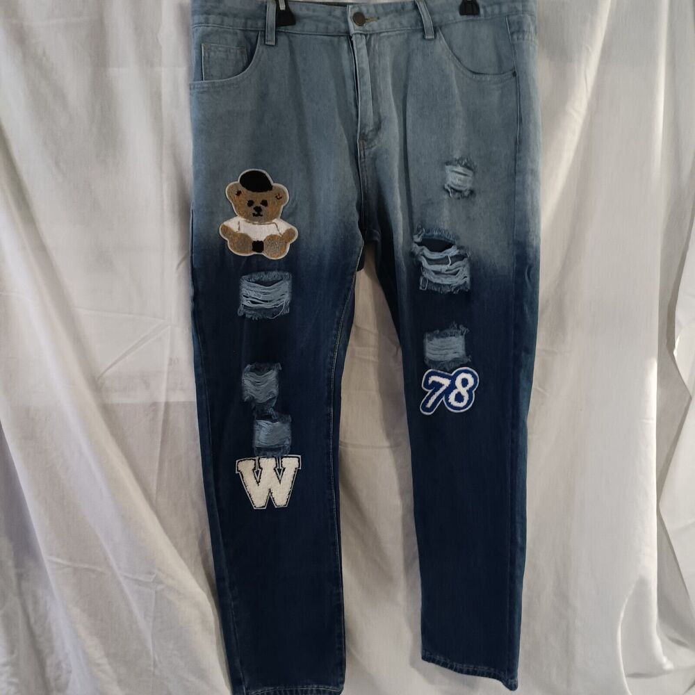 Unbranded Gradient Jeans Straight Leg Size 38 Skater Distressed